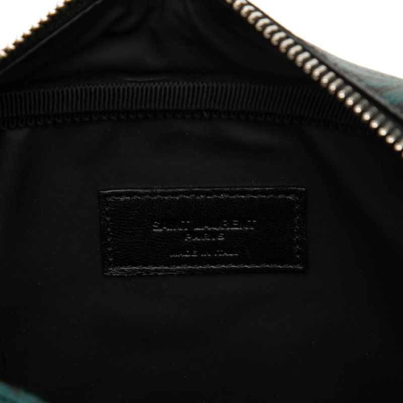 Saint Laurent Botanical Motif 650125 Black Green Leather Women's Saint Laurent