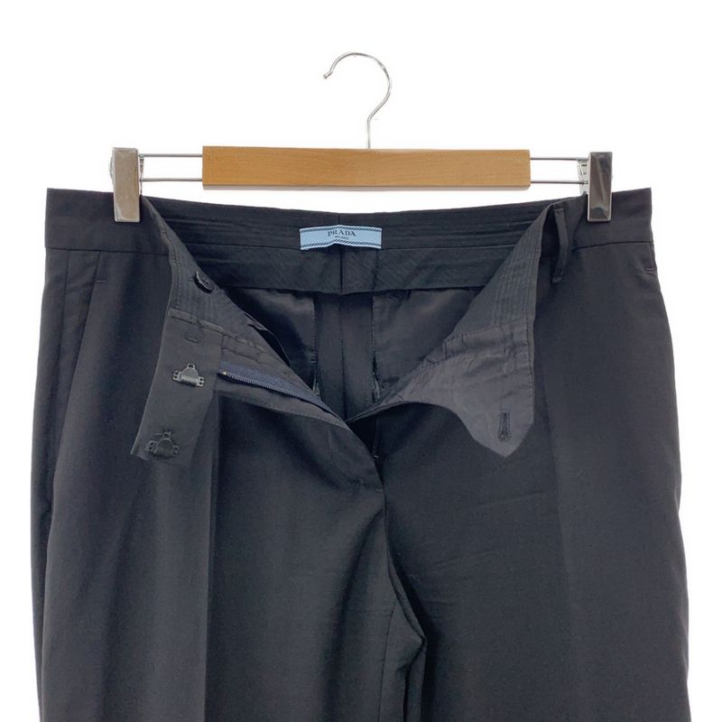 Prada - Wool Straight Slacks Pants - 40S - Black - Women's
