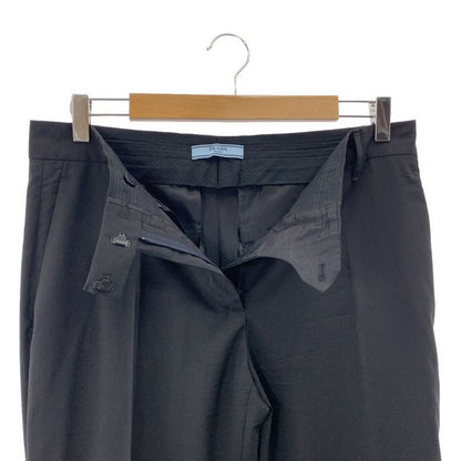 Prada - Wool Straight Slacks Pants - 40S - Black - Women's
