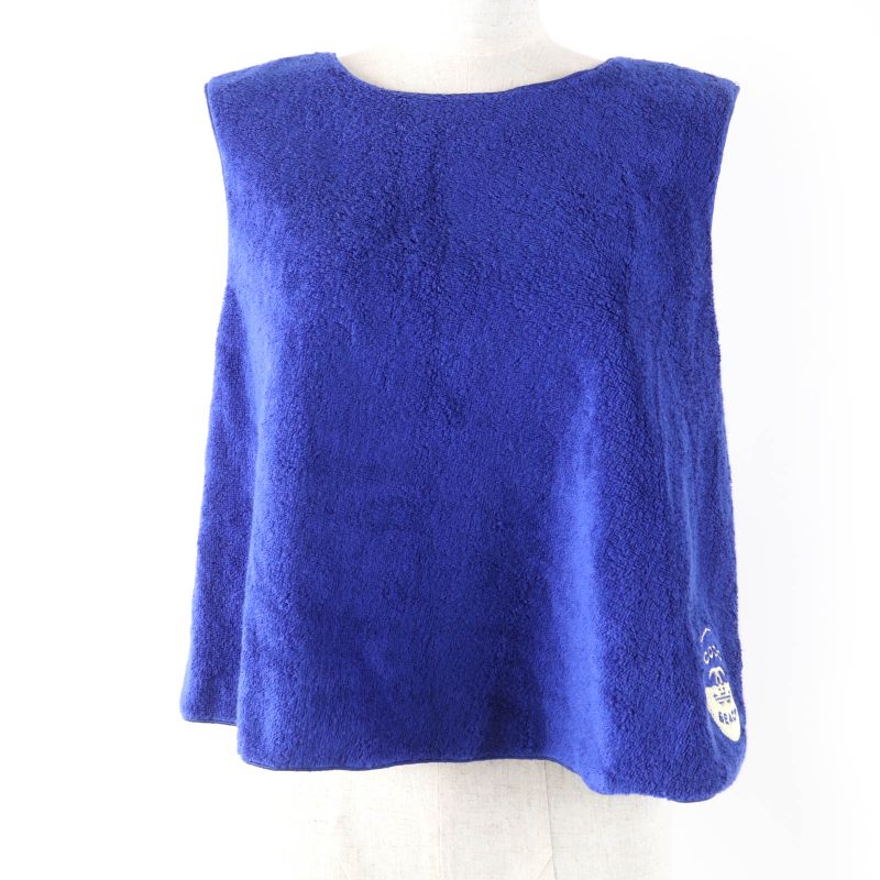 CHANEL 19M P61782v42943 COCO Beach 100% Cotton Pile Sleeveless Top Blue 38