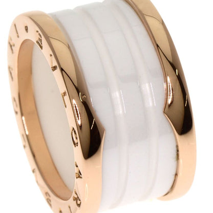 Bvlgari B-zero1 4 Band White Ceramic #51 Ring / Rings 18K Pink Gold Ladies