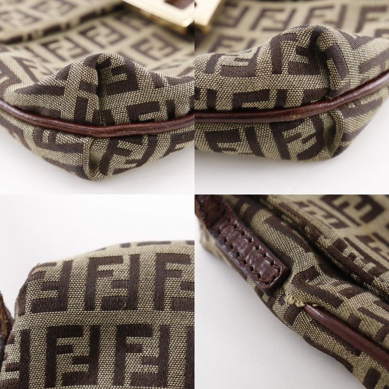Fendi Zucchino Nylon Canvas Brown Women Shoulder Bag