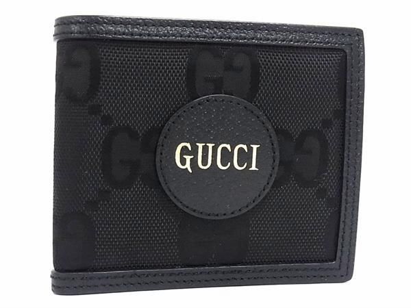 Gucci 625574 Off The Grit Nylon Canvas And Leather Fold Wallet Black