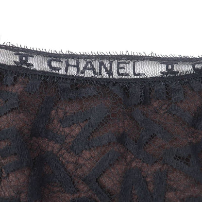 CHANEL Vintage 98A P11845 All Logo Lace Knee Length Tight Skirt Black 38 Made