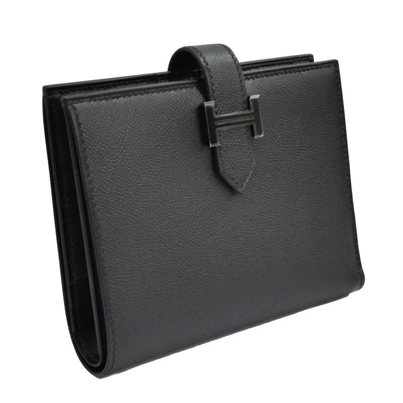 Hermes Bearn Compact Bifold Wallet Monochrome So Black Vo Madame W