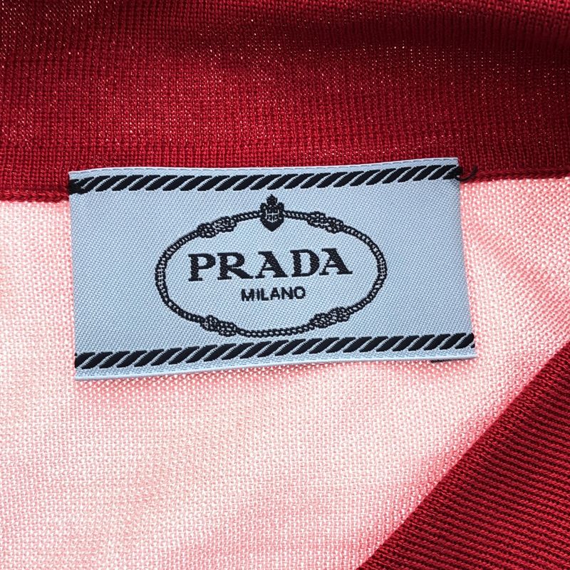 Prada 20ss Short Sleeve Knit Polo Shirt P24u0v 1v9l Pink 42