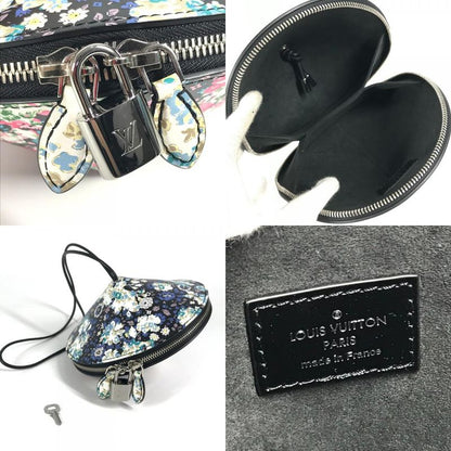 Louis Vuitton Floral Toupie Multicolor Flower Pouch Case Leather Black Blue