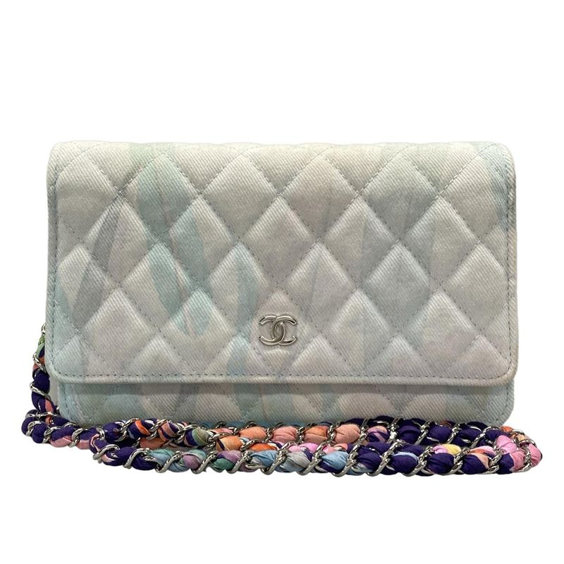 Chanel Wallet Matelasse Ap0250 Light Blue×white×multi
