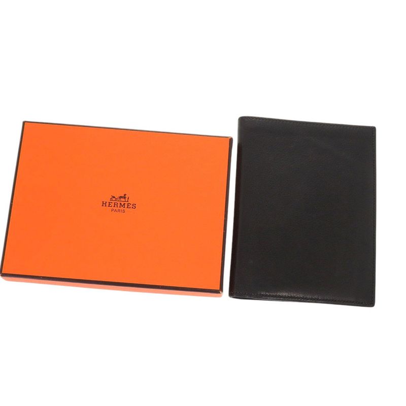 Hermes Vaubourg Grain Black Card Case Black 0684 Hermes