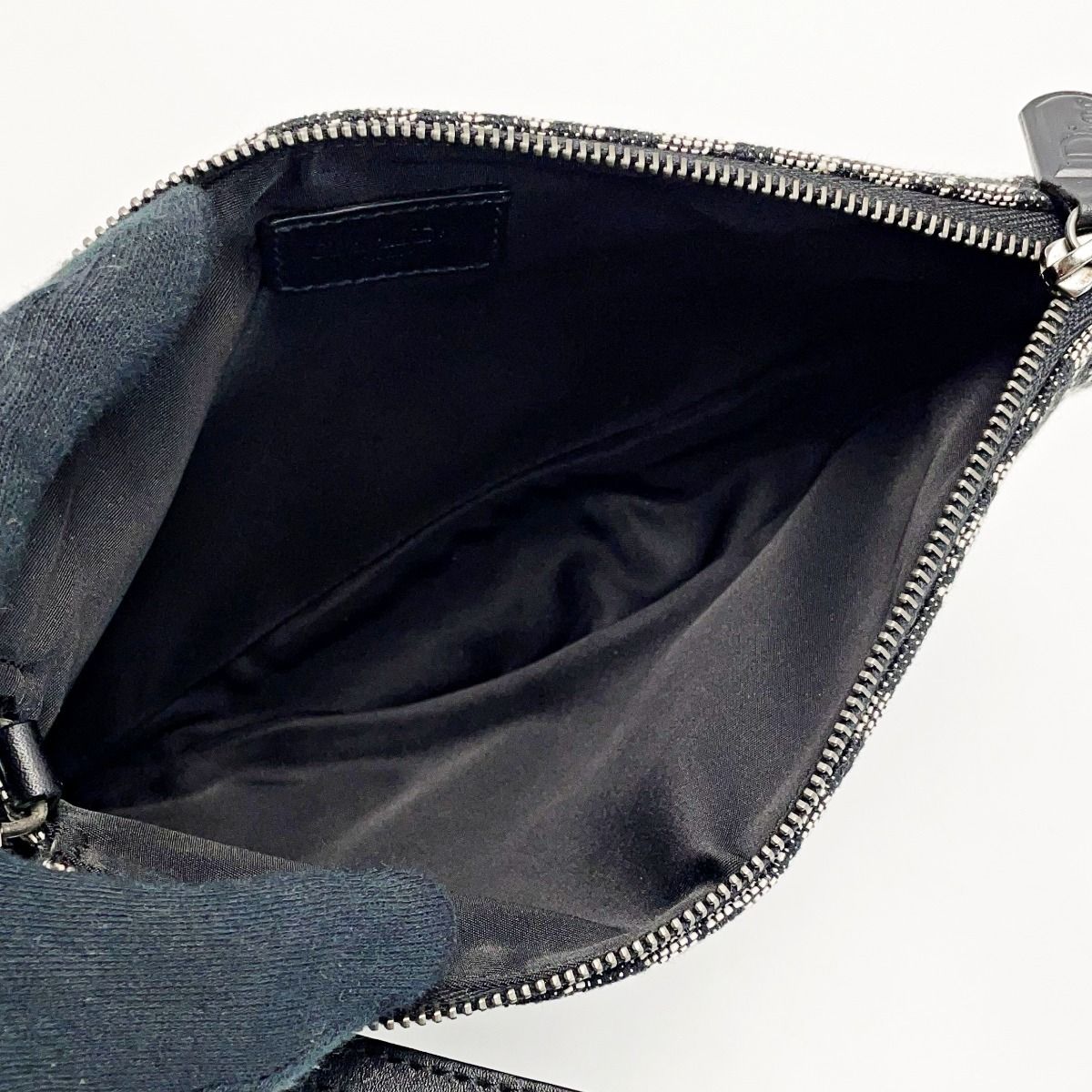 Christian Dior Trotter Mc0032 Navy Saddle Bag Canvas X Leather Ladies