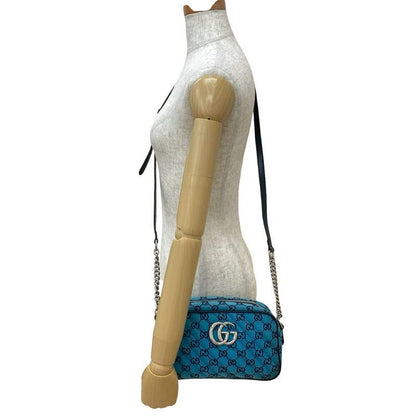 Gucci GG Marmont Canvas Leather Chain Shoulder Bag Pochette