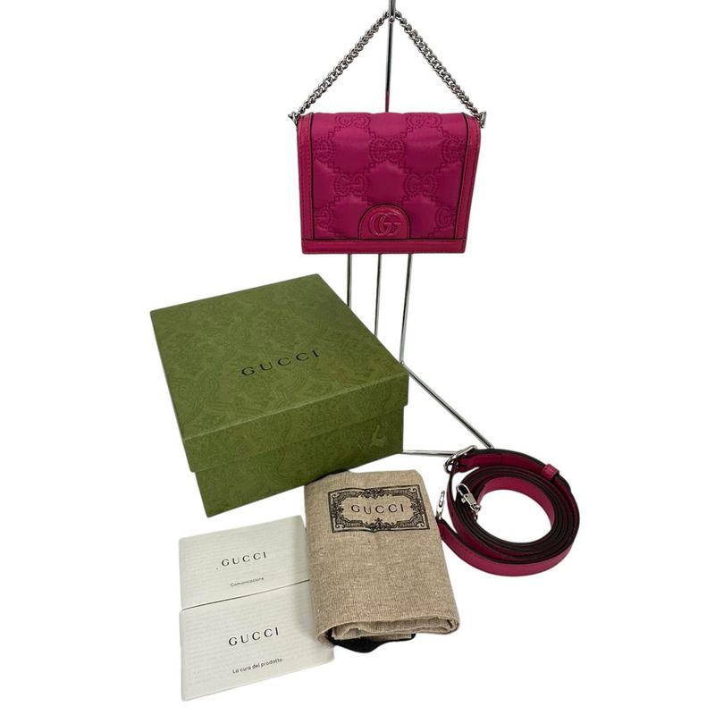 Gucci 2WAY Bag Handbag GG Mini Matelasse Handbag Gucci Pink