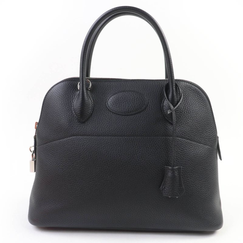Hermes Bolide 31 Taurillon Clemence Silver Hardware Handbag Black Engraved Y