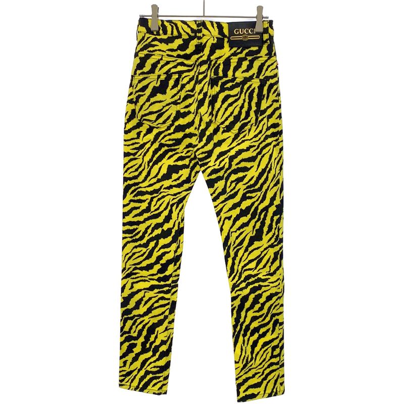Gucci Zebra Print Skinny Denim Pants 502797 Yellow 24