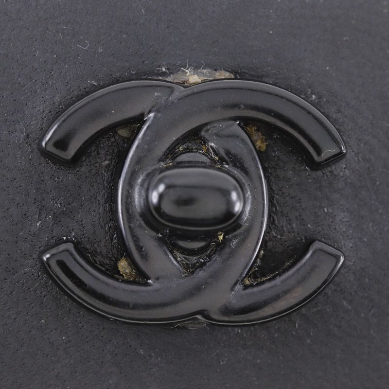 Chanel Turnlock Coco Mark Calf Black Ladies Barrette
