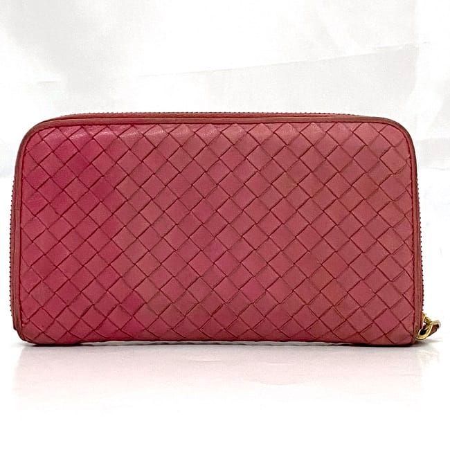Bottega Veneta Round Zipper Long Wallet Ec21014 Pink