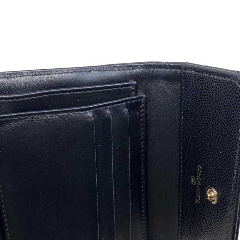 Chanel Trifold Wallet Flap Wallet Ap4175 Matelasse Caviar Skin Coco Mark