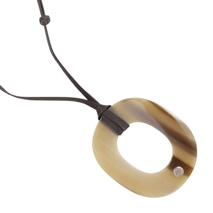 Hermes Ism Buffalo Horn Brown Ladies 28g Necklace