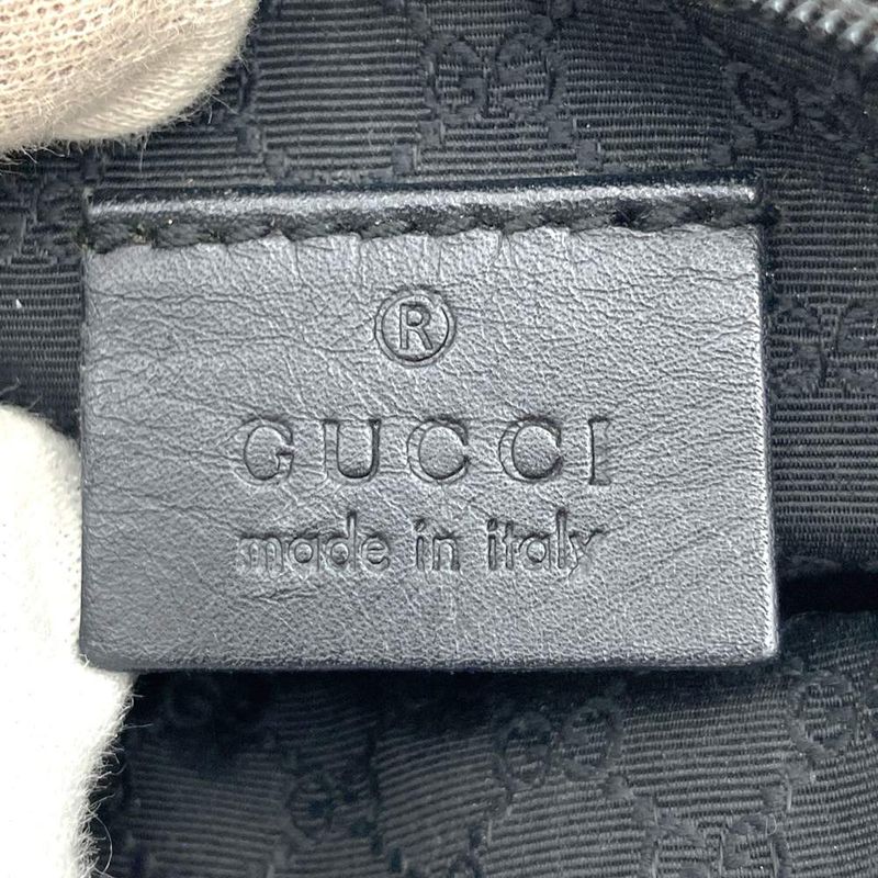 Gucci 92821 Pouch Mini Handbag Black Canvas Leather Sherry Ladies Men Fashion