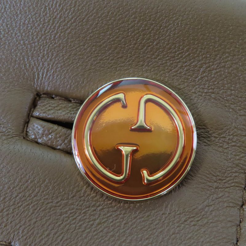 Gucci 730905 100% Wool Leather Large Cape Coat With Logo Buttons Poncho Brown