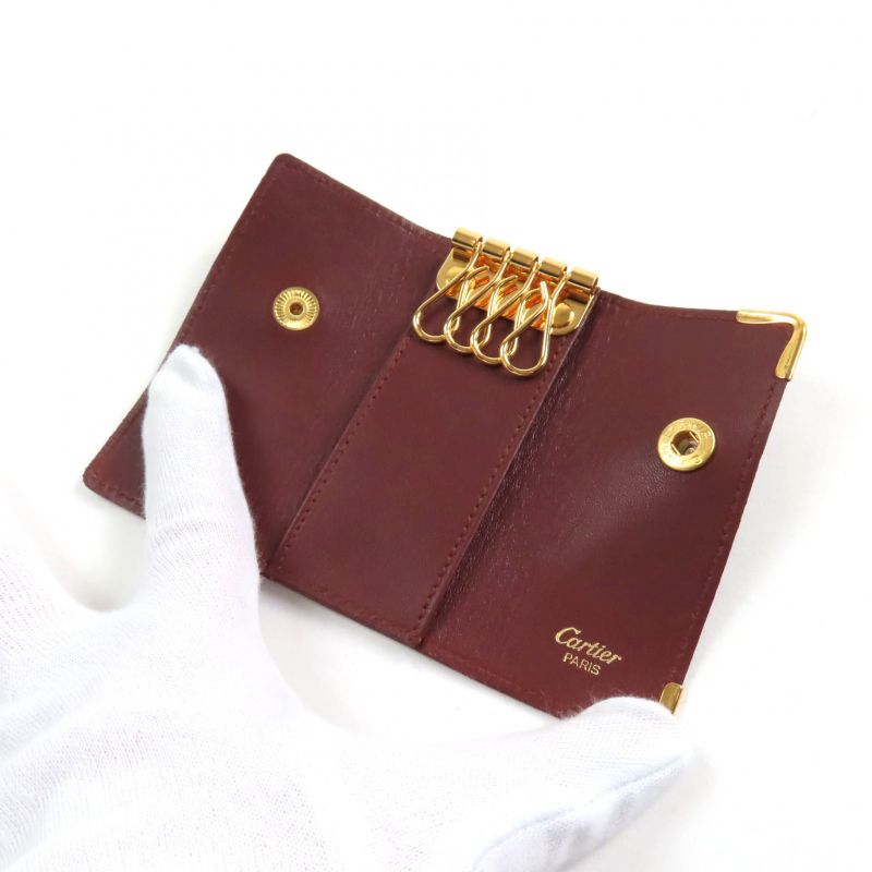 Cartier Must De Cartier 4-ring Leather Key Case Bordeaux With Box Made In Spain