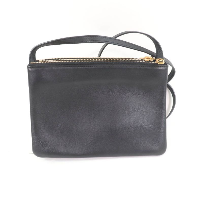 Celine 19203 Trio Small Smooth Lamb Skin Shoulder Bag Black Gold Hardware
