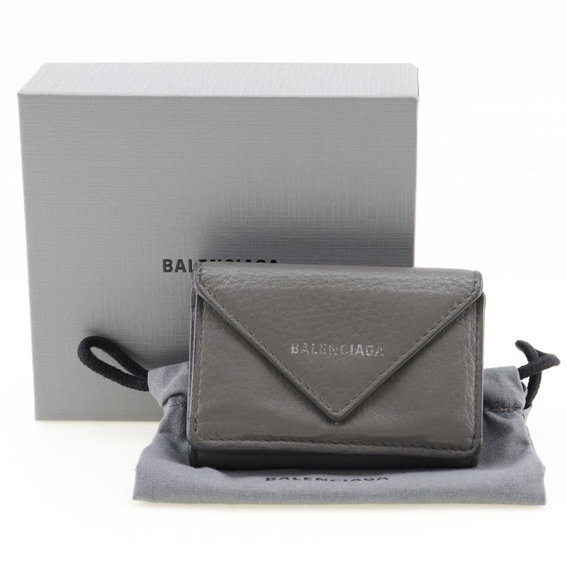 Balenciaga Paper Wallet Calf Unisex Trifold Wallet