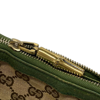 Gucci Shoulder Bag GG Patternbamboo 131036 Beige Dark Brown And Green Leather