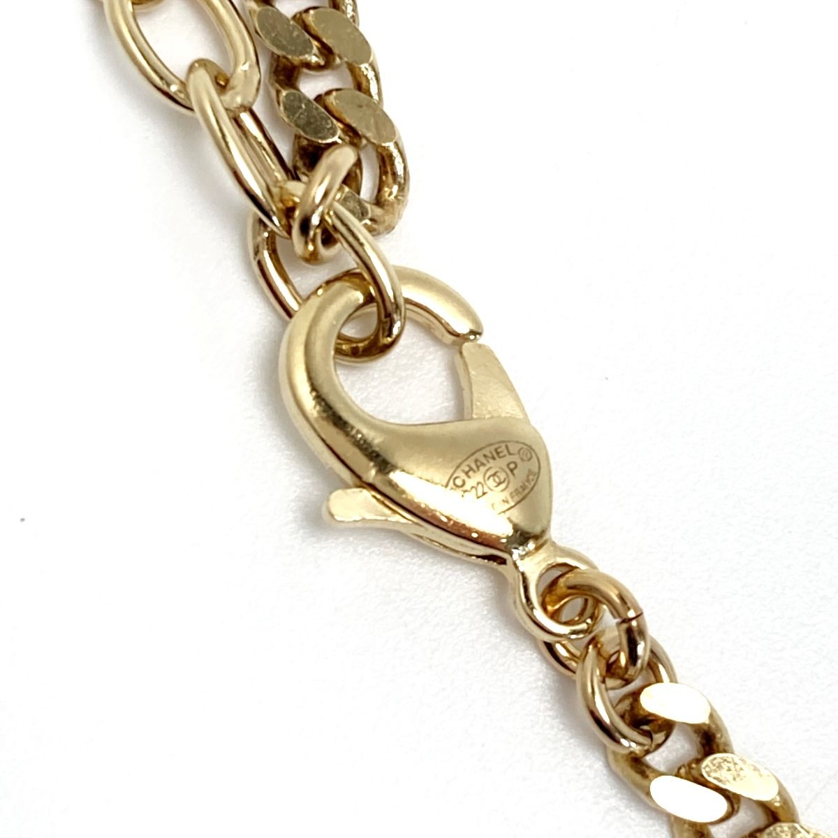 Chanel Boy Chanel Plate Long Necklace Ab7909 Gold GP Rhinestone Boy