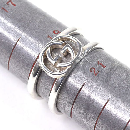 Gucci Interlocking Wide Open Band Star Ring Silver Ag925 Size 21 (actual Size
