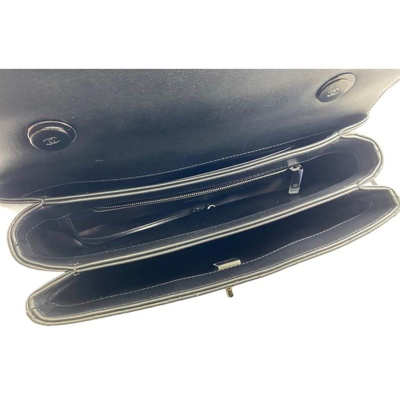 Chanel A92236 Top Handle Flap Bag Lambskin Black Random Plate Handbag Shoulder