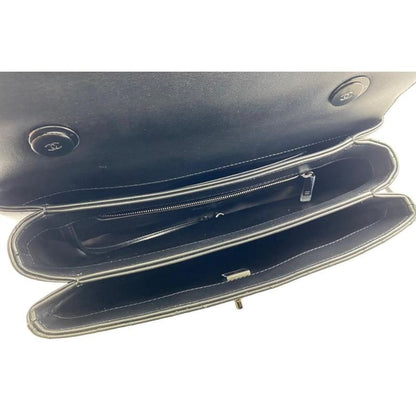 Chanel A92236 Top Handle Flap Bag Lambskin Black Random Plate Handbag Shoulder