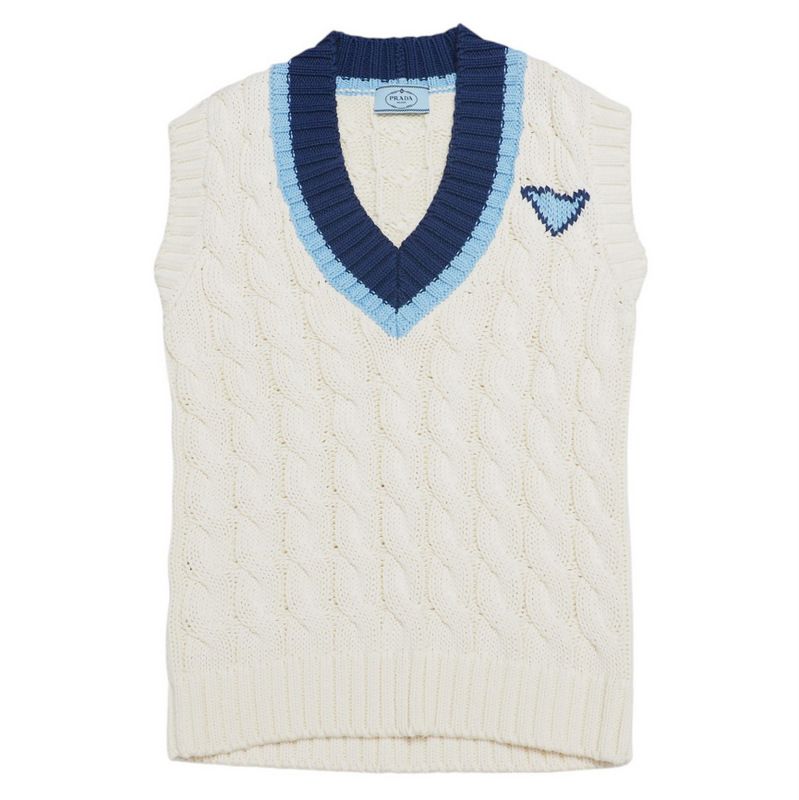 Prada Vest Size 36 Cable Knit V-neck Tilden Knit Vest Made In Italy 20241230