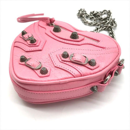 Balenciaga le Cagole Heart Leather Mini Shoulder Bag Pink