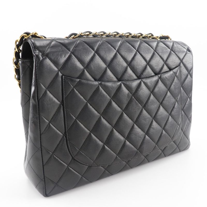 Chanel Deca Matelasse Double Chain Vintage Lambskin Black Ladies Shoulder Bag