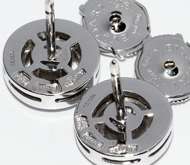 Bulgari Earrings 18K White Gold Diamond 2P Bulgari Earrings