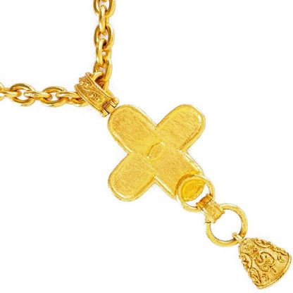 Chanel Coco Mark Cross Bell Vintage Gold Plated Gold 94A Ladies 170g Necklace