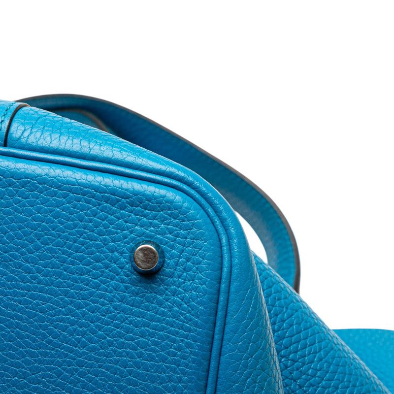 Hermes Picotin Lock MM Blue With Silver Hardware Taurillon Clemence Ladies