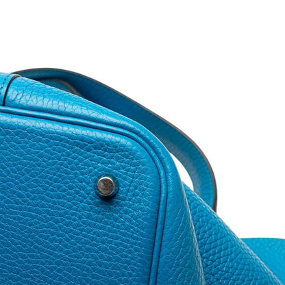 Hermes Picotin Lock MM Blue With Silver Hardware Taurillon Clemence Ladies