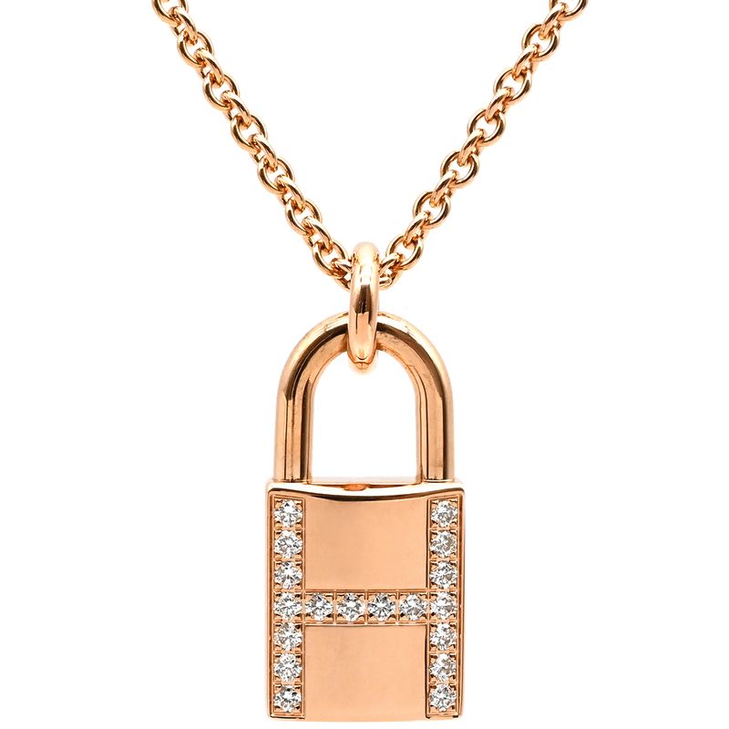 Hermes Necklace Amulet Kelly Cadenas 18k Pink Gold Diamonds Rose Gold Pink Gold