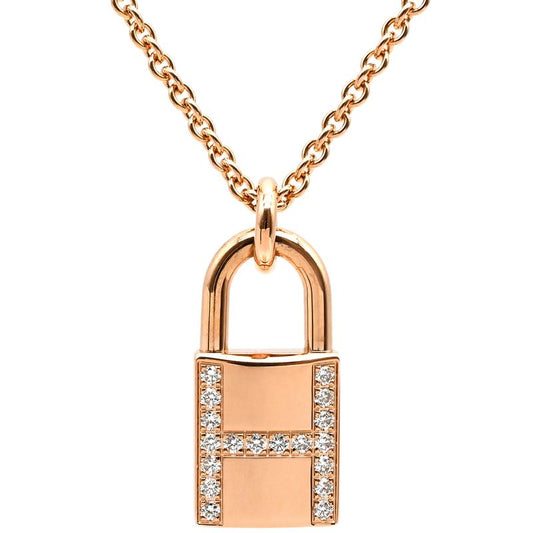 Hermes Necklace Amulet Kelly Cadenas 18k Pink Gold Diamonds Rose Gold Pink Gold