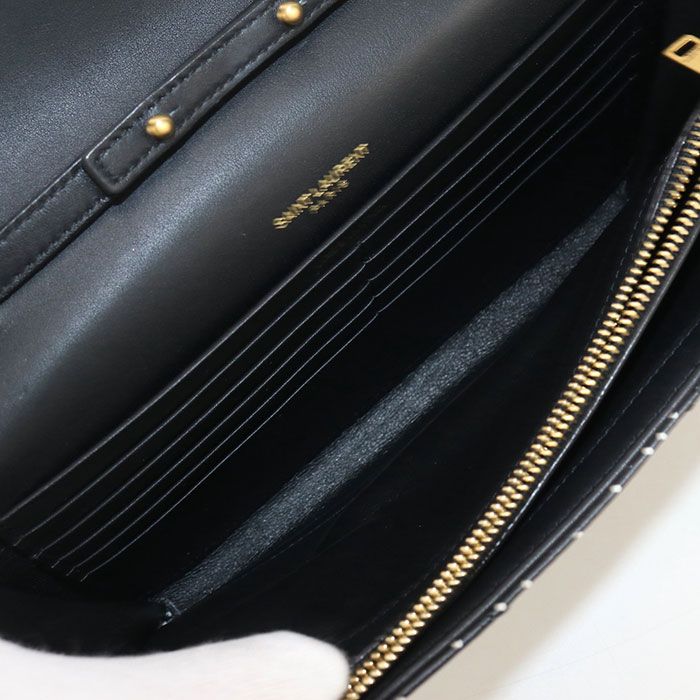 Saint Laurent Cassandra 377828 Bow01 1000 Chain Wallet Leather Women