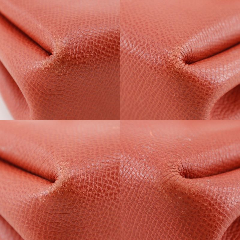 Hermes Vespa Pouch Drawstring Leather Orange □G Ladies Pouch