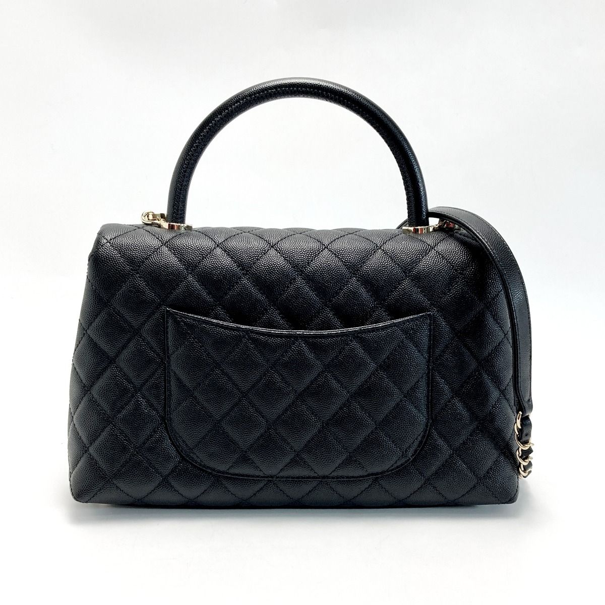 Chanel Matelasse Coco Handle 29 A92991 Black Handbag Caviar Skin Authenticity