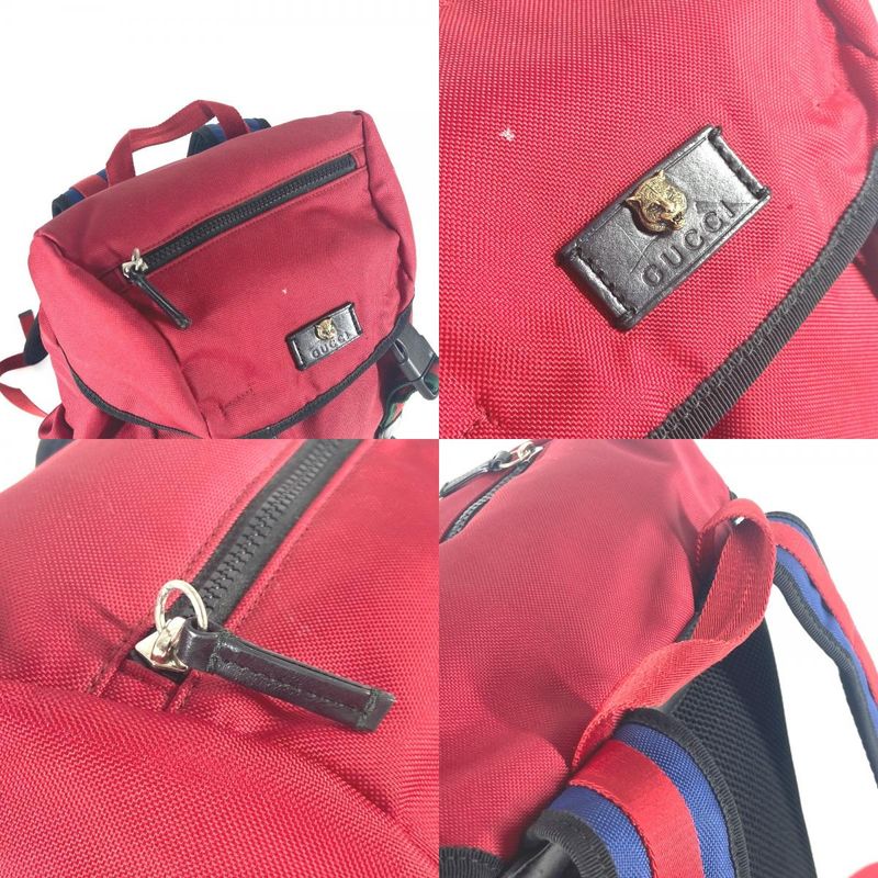 Gucci Backpack Sac Techno Logo Sherry Line Web Line 429037 Nylon Canvas Red