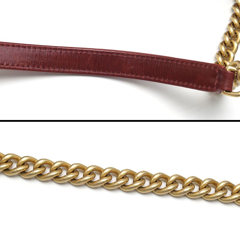 Chanel Matelasse Chain Shoulder Bag Red Calf Handbag