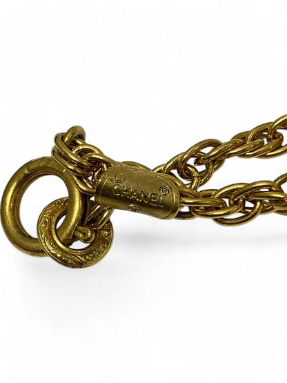 Chanel 1970's Rhinestone Coco Mark Necklace Women's Gold