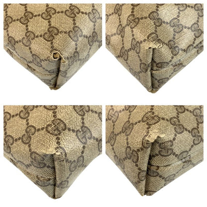 Gucci Vintage Sherry Line Beige GG Supreme Canvas/leather Tote Bag Shoulder Bag