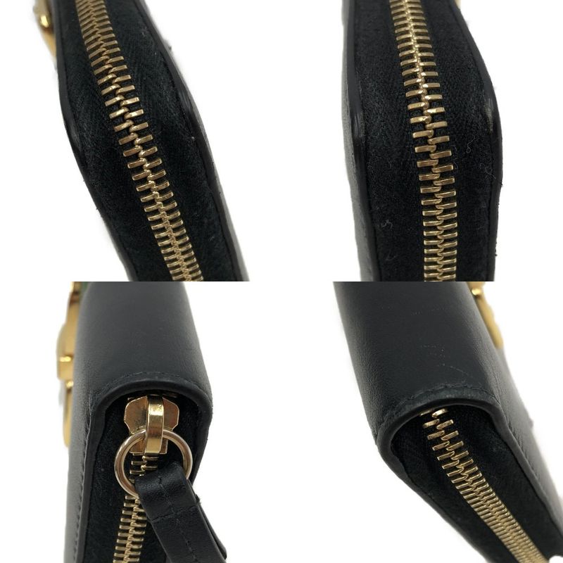Gucci Round Zipper Long Wallet Sylvie 476083 Black