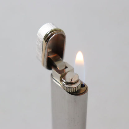 Cartier Trinity Hairline New Shape Roller Type Smoking Toy Gas Lighter Silver